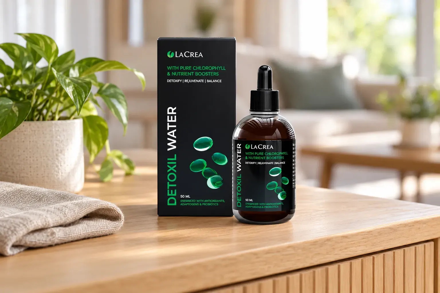 Detoxil water — el envase en el día a día